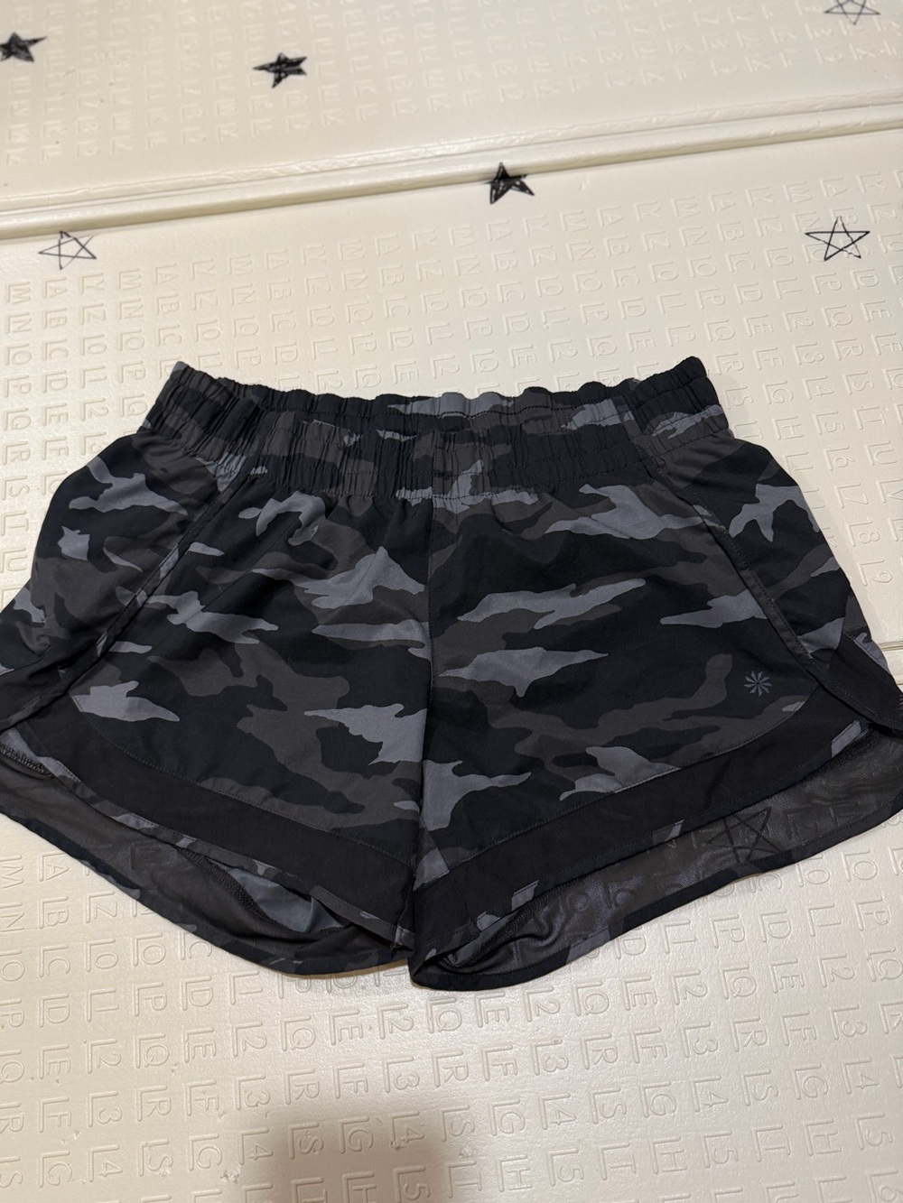 Athleta Black & Gray Camo Athletic Shorts